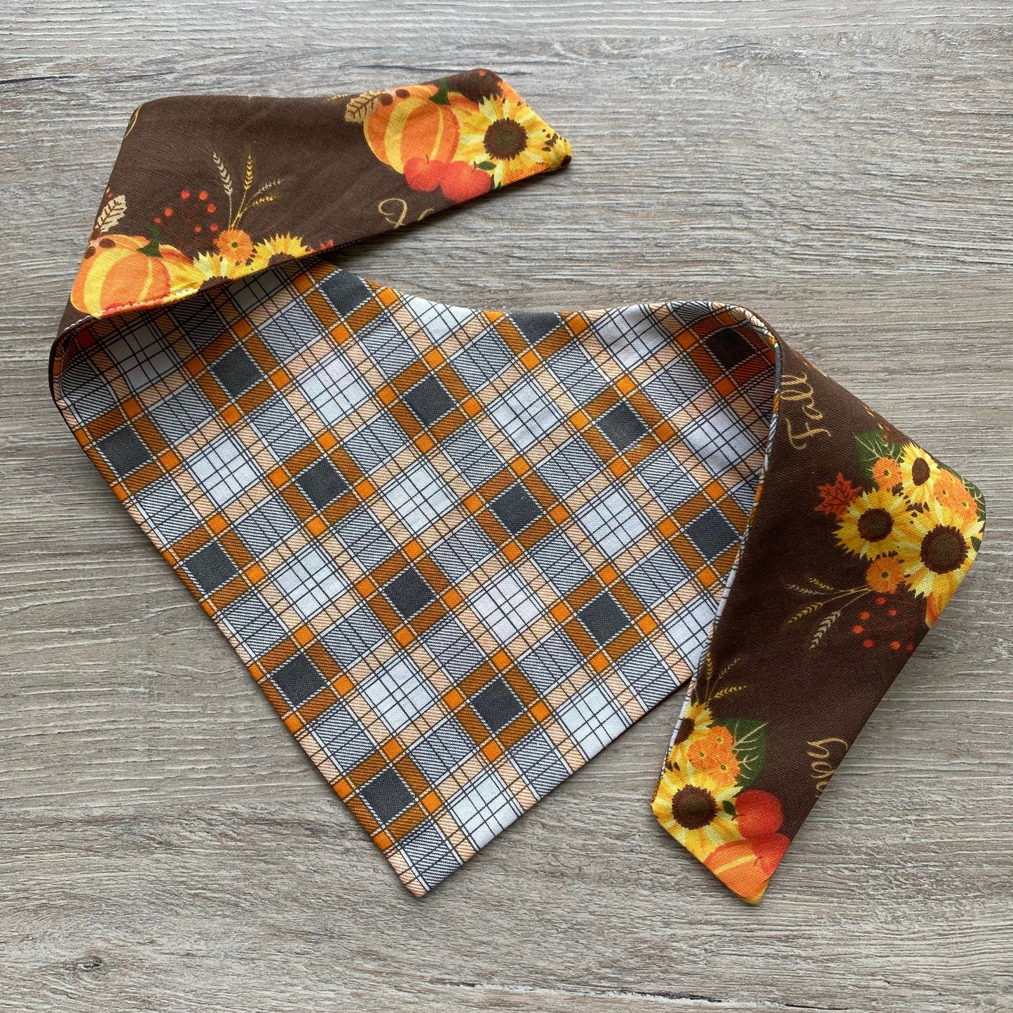 New! Thanksgiving brown pumpkin, Dog bandana, Snap on Bandana, Matching hair-bow, Bow and Bandana, Hair Scrunchies