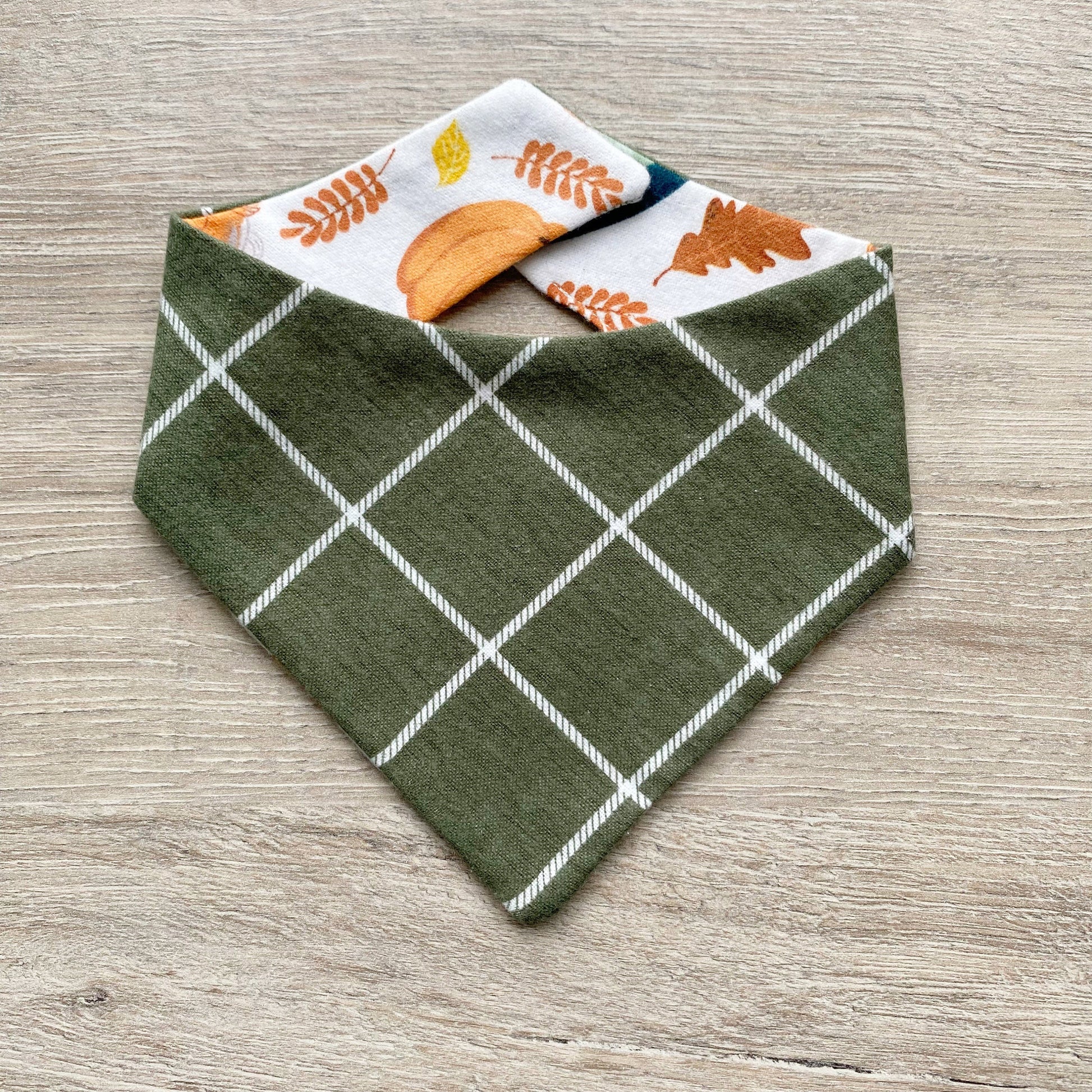 Thanksgiving Dog Bandana, Reversible Snap On, Matching Bow