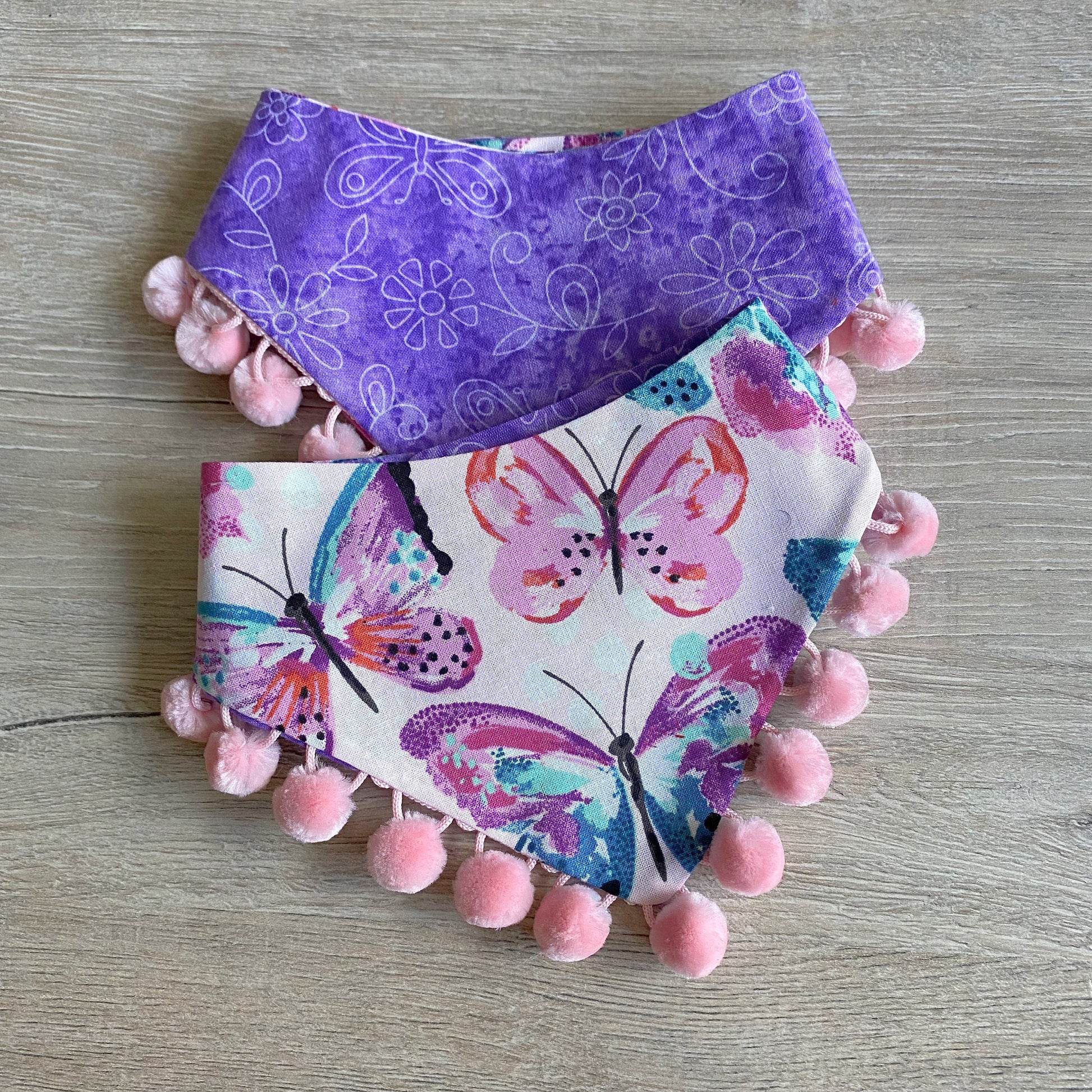 Butterfly Dog Bandana, Reversible Snap Pet Scarf