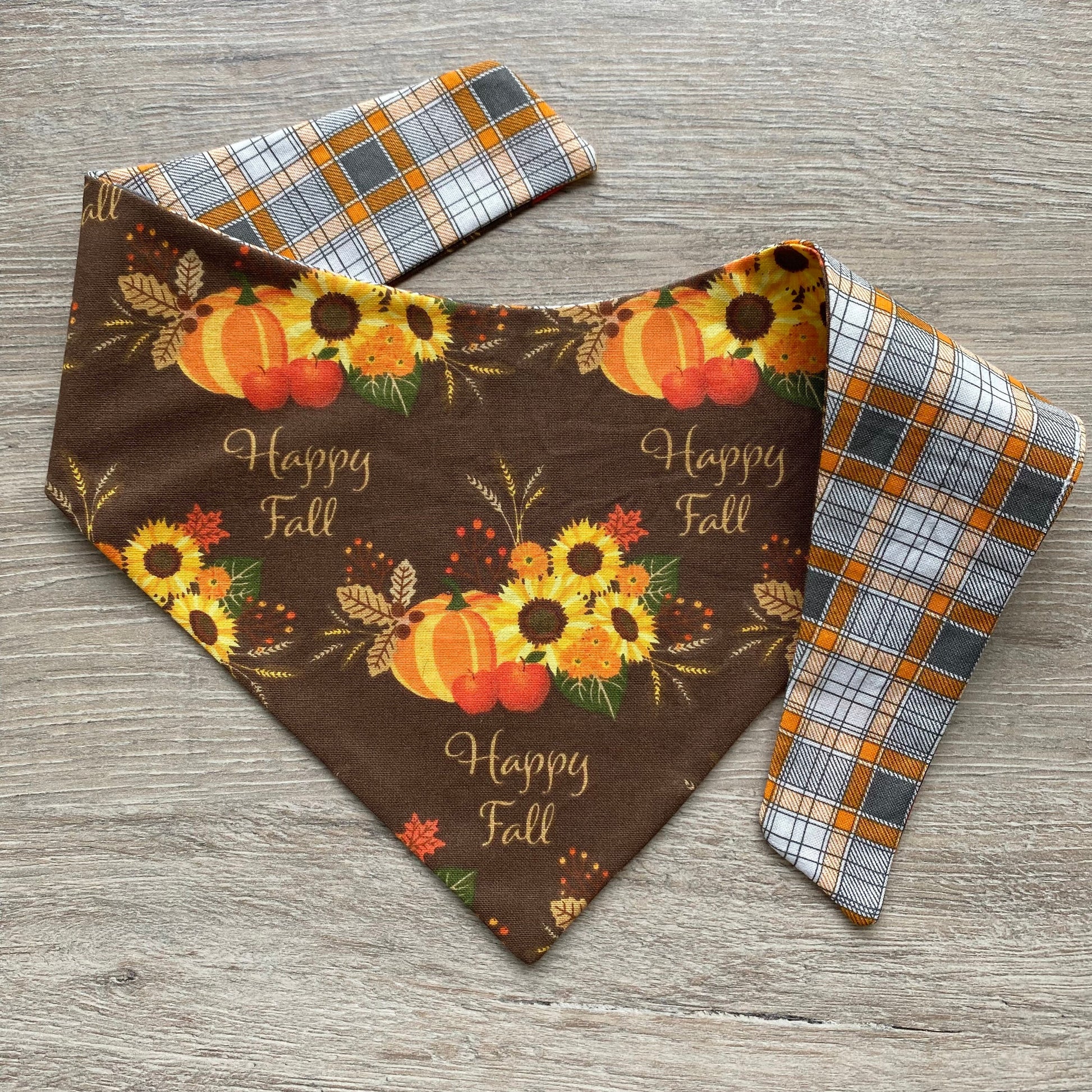 New! Thanksgiving brown pumpkin, Dog bandana, Snap on Bandana, Matching hair-bow, Bow and Bandana, Hair Scrunchies