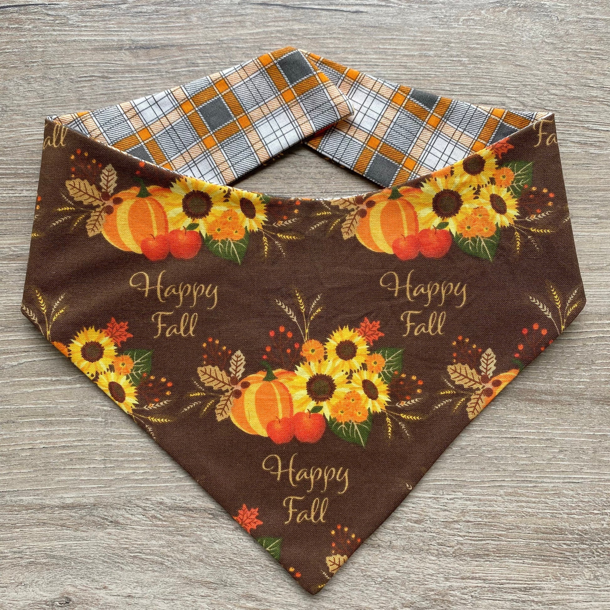 New! Thanksgiving brown pumpkin, Dog bandana, Snap on Bandana, Matching hair-bow, Bow and Bandana, Hair Scrunchies