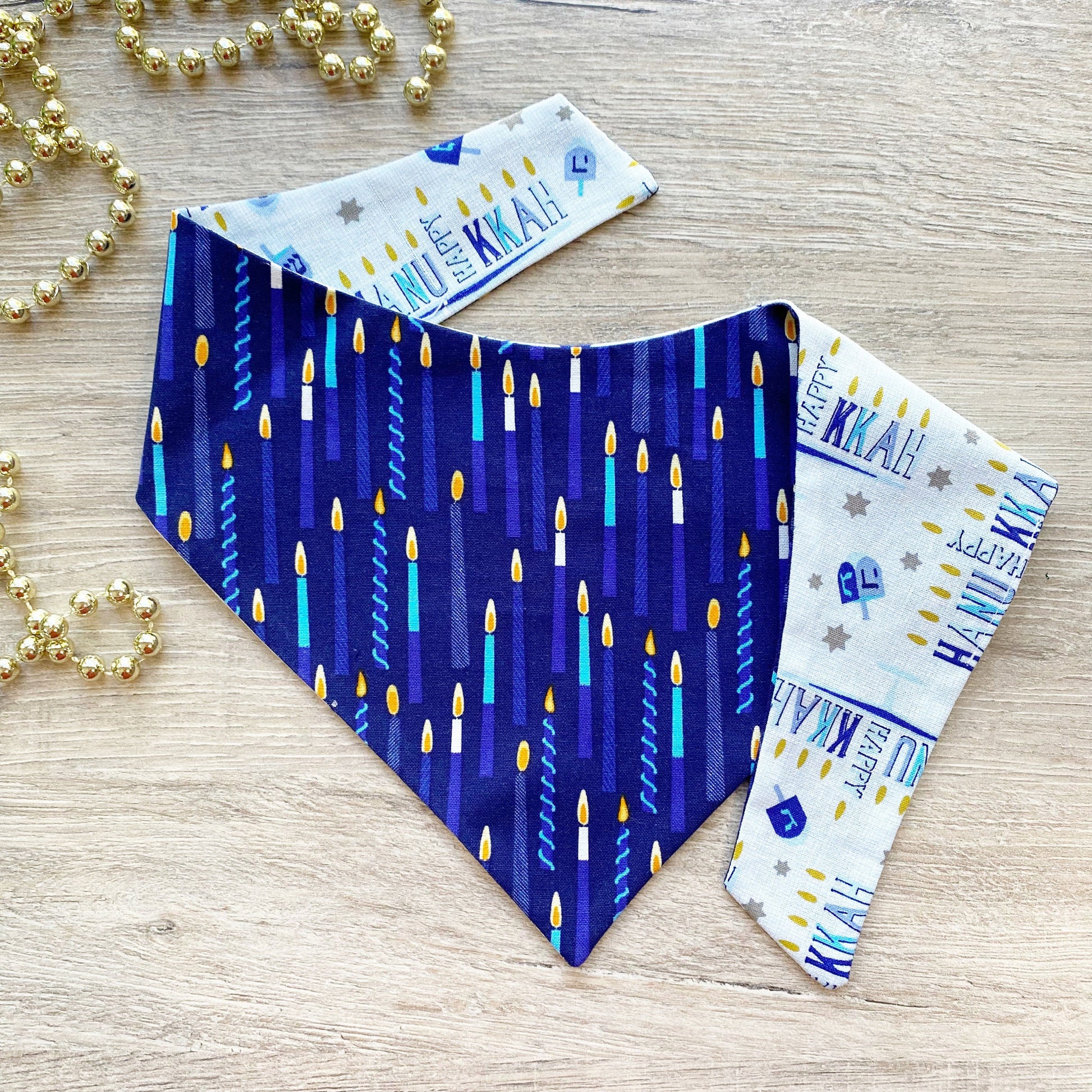New! Hanukkah Dog bandana, Jewish dog bandana, Snap on Bandana, Matching hair-bow, Light candles, Hair Scrunchies, Happy Challah Days