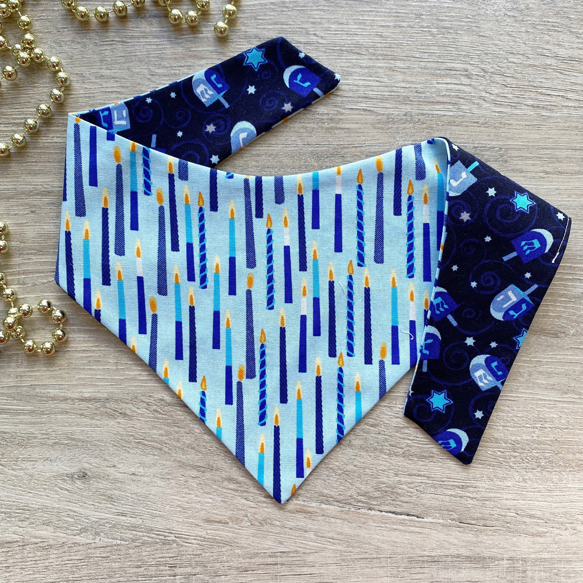 New! Hanukkah Dog bandana, Jewish dog bandana, Snap on Bandana, Matching hair-bow, Light candles, Hair Scrunchies, Happy Challah Days