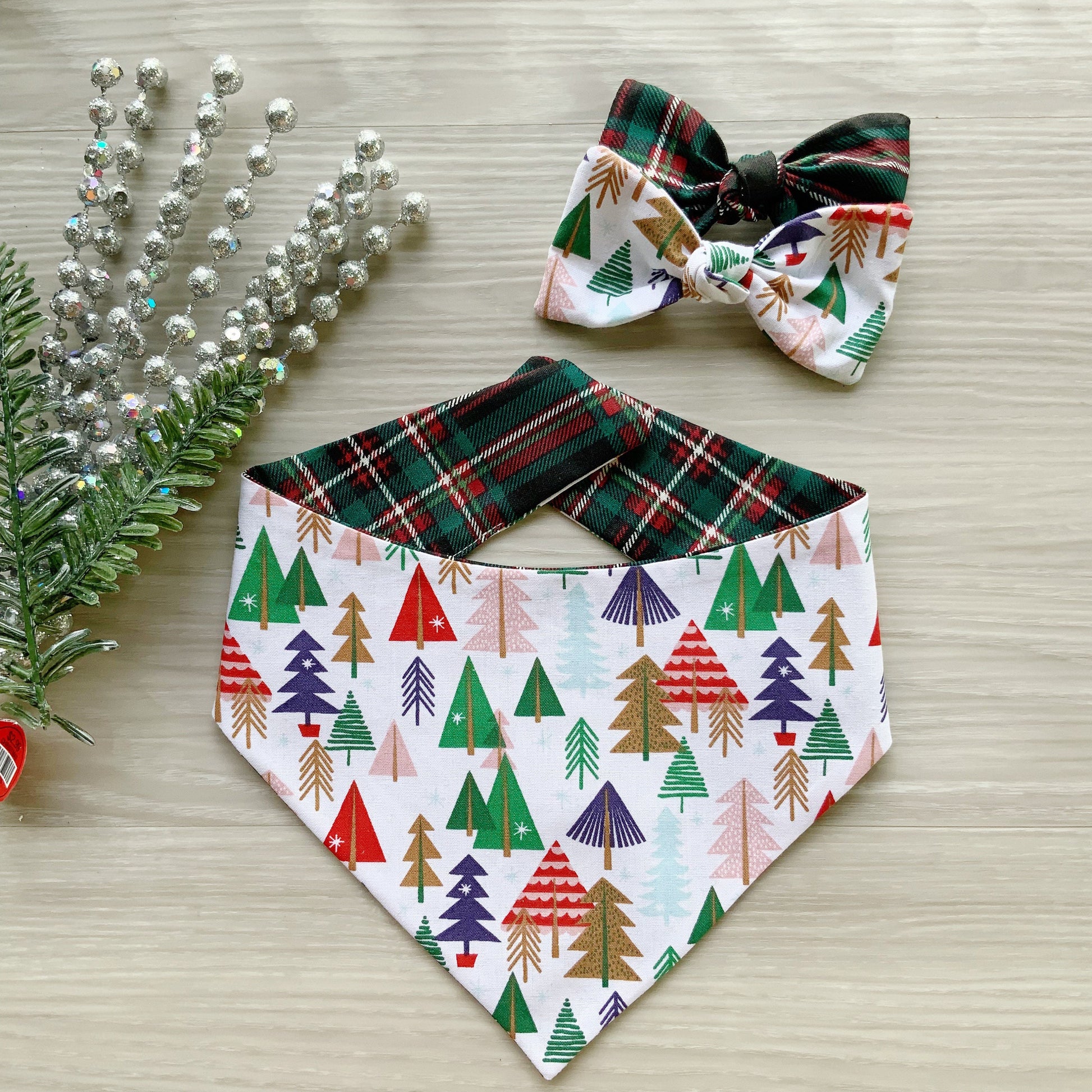 Christmas tree Dog bandana. 2d trees
