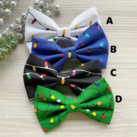 Christmas Lights Dog Bowtie