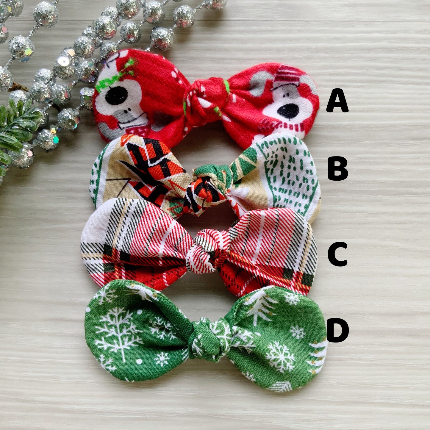 Christmas Dog Hair Bow, Holiday Cotton Clip, Winter Pet Accessory