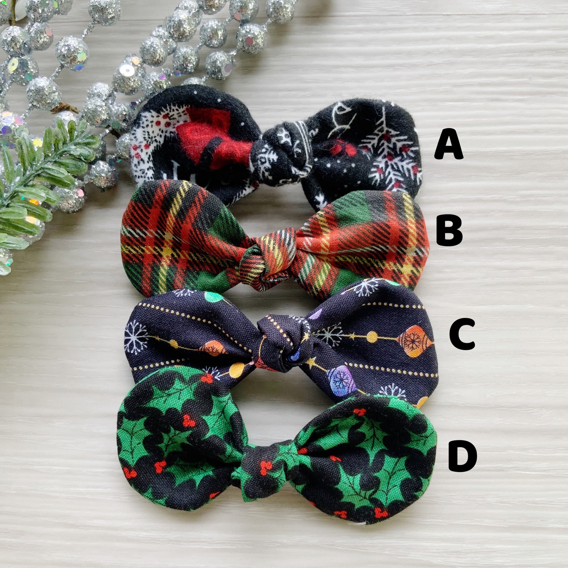 Christmas Dog Hair Bow, Holiday Cotton Pet Clip, Winter Accessory