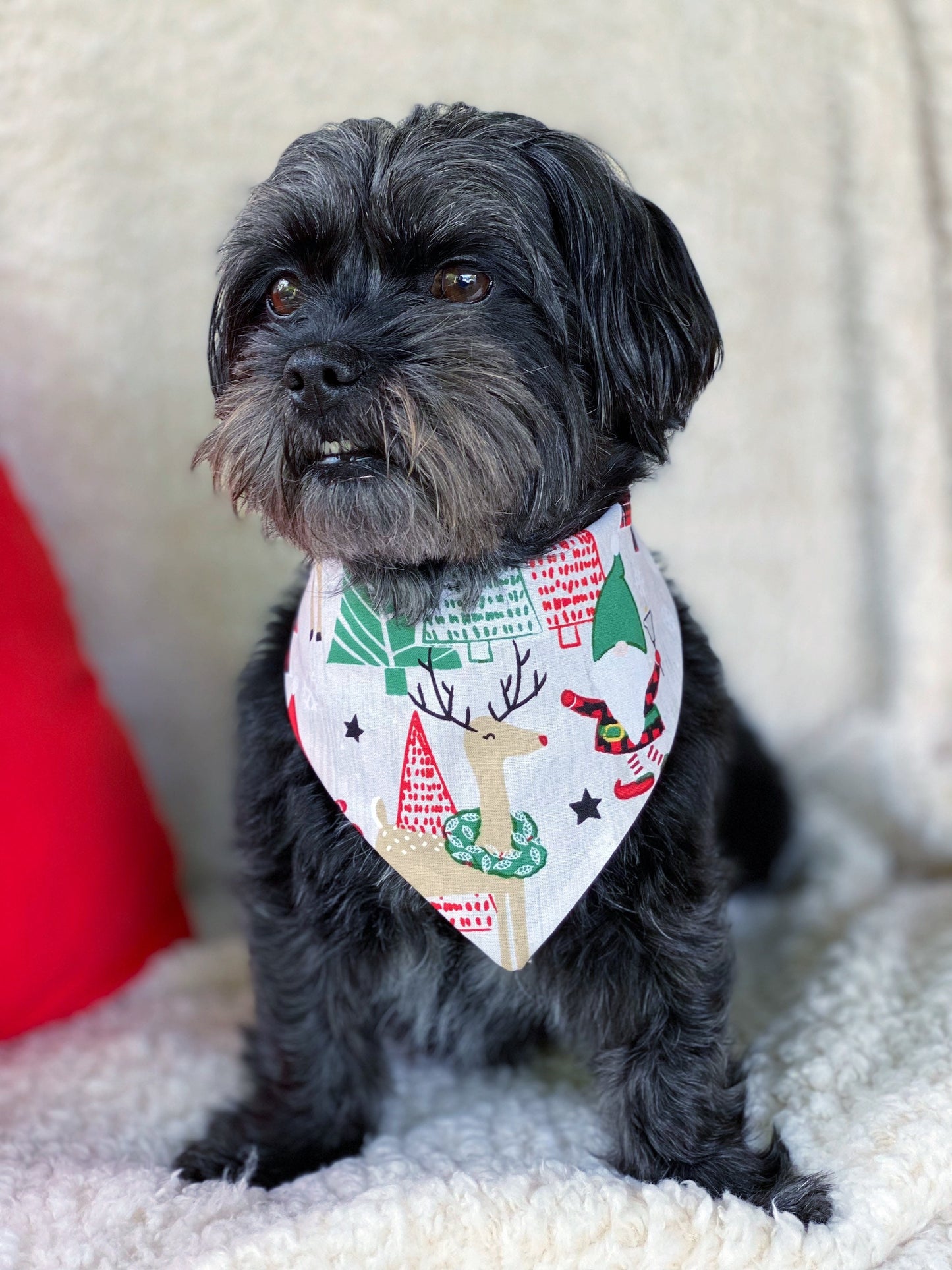 Christmas Dog bandana, Pine tree and deers