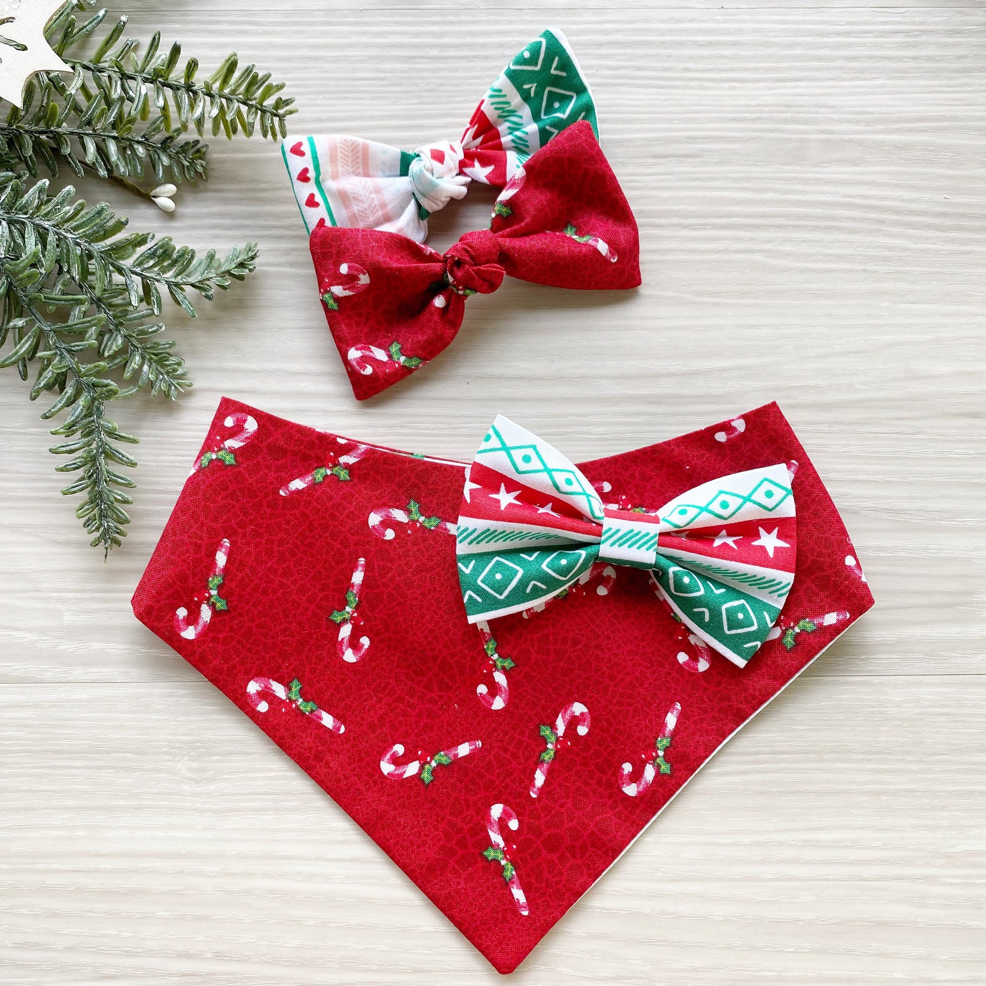 Christmas Dog bandana Candy cane Snap on Bandana
