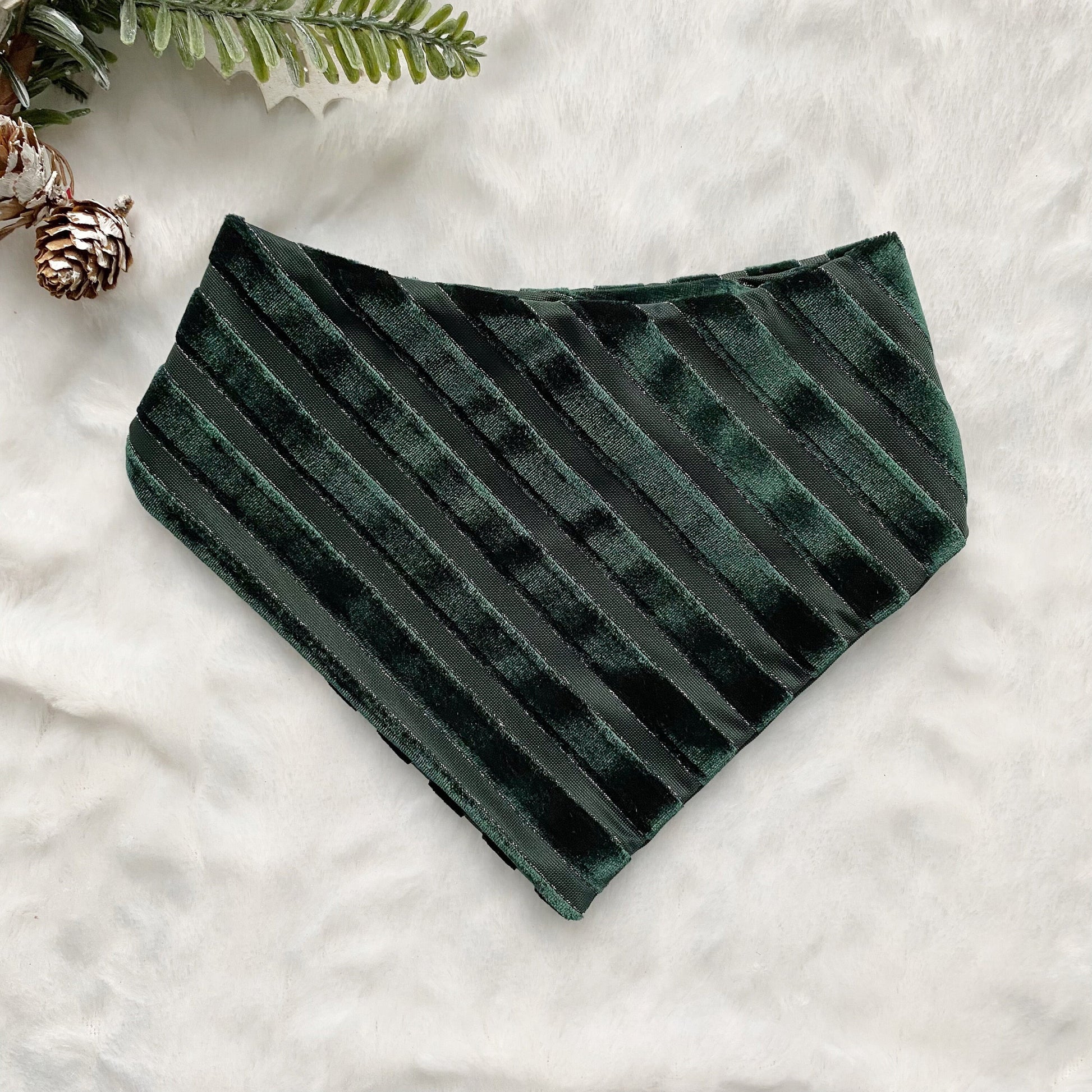 Hunter Green Velvet Dog bandana, Fancy bandana