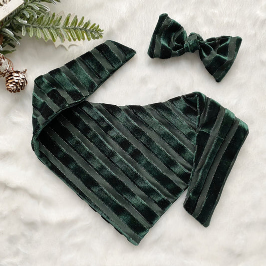 Hunter Green Velvet Dog bandana, Fancy bandana