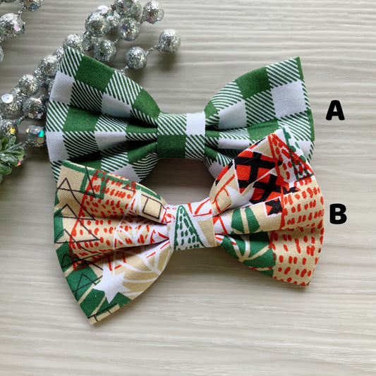 Christmas dog bowties, smile snowman and red stripes