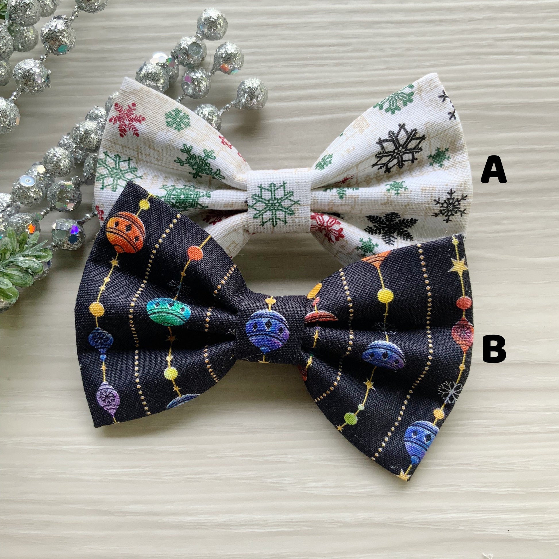Christmas dog bowties smile snowman and red stripes