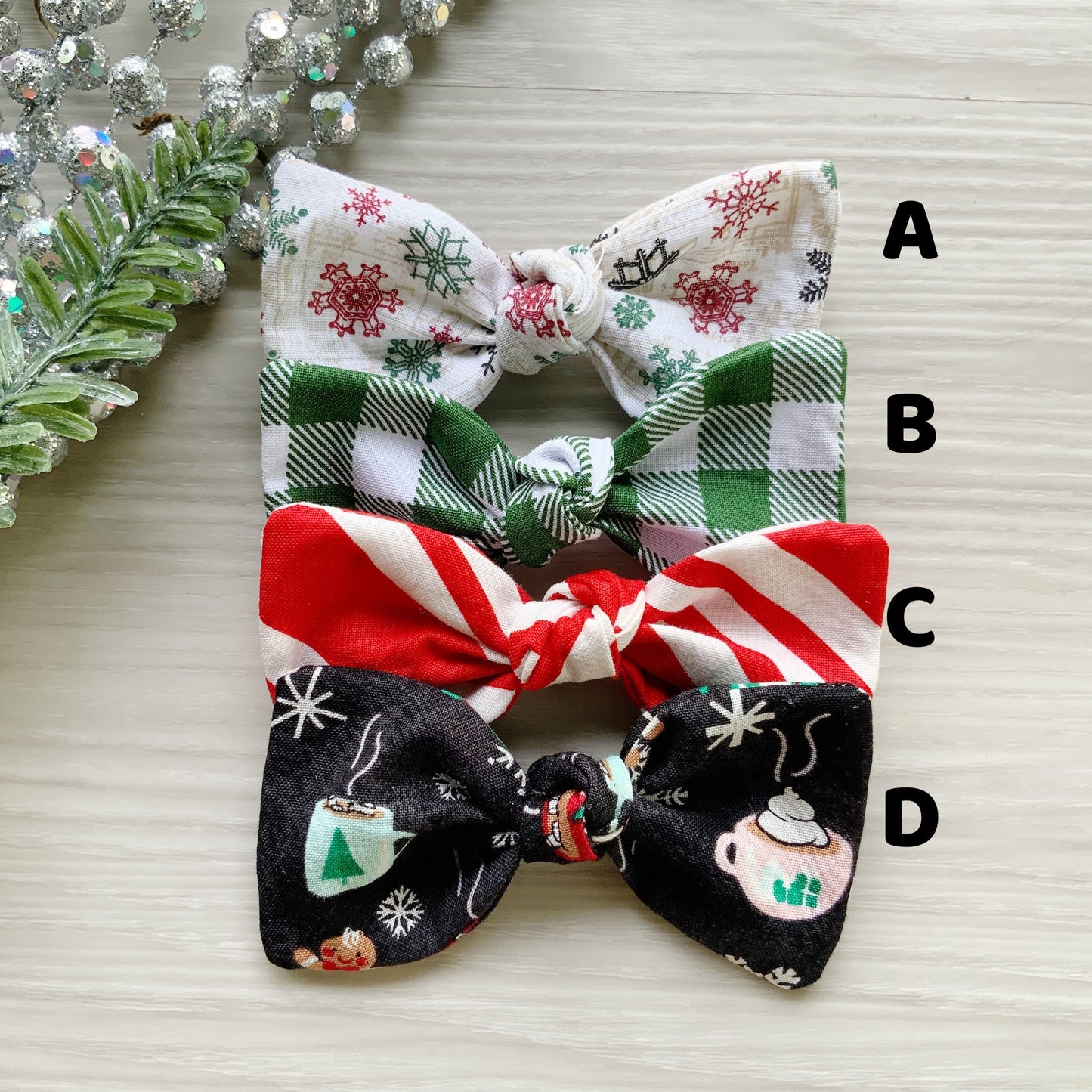 Christmas Dog Hair Bow, Holiday Cotton Clip, Winter Accessory