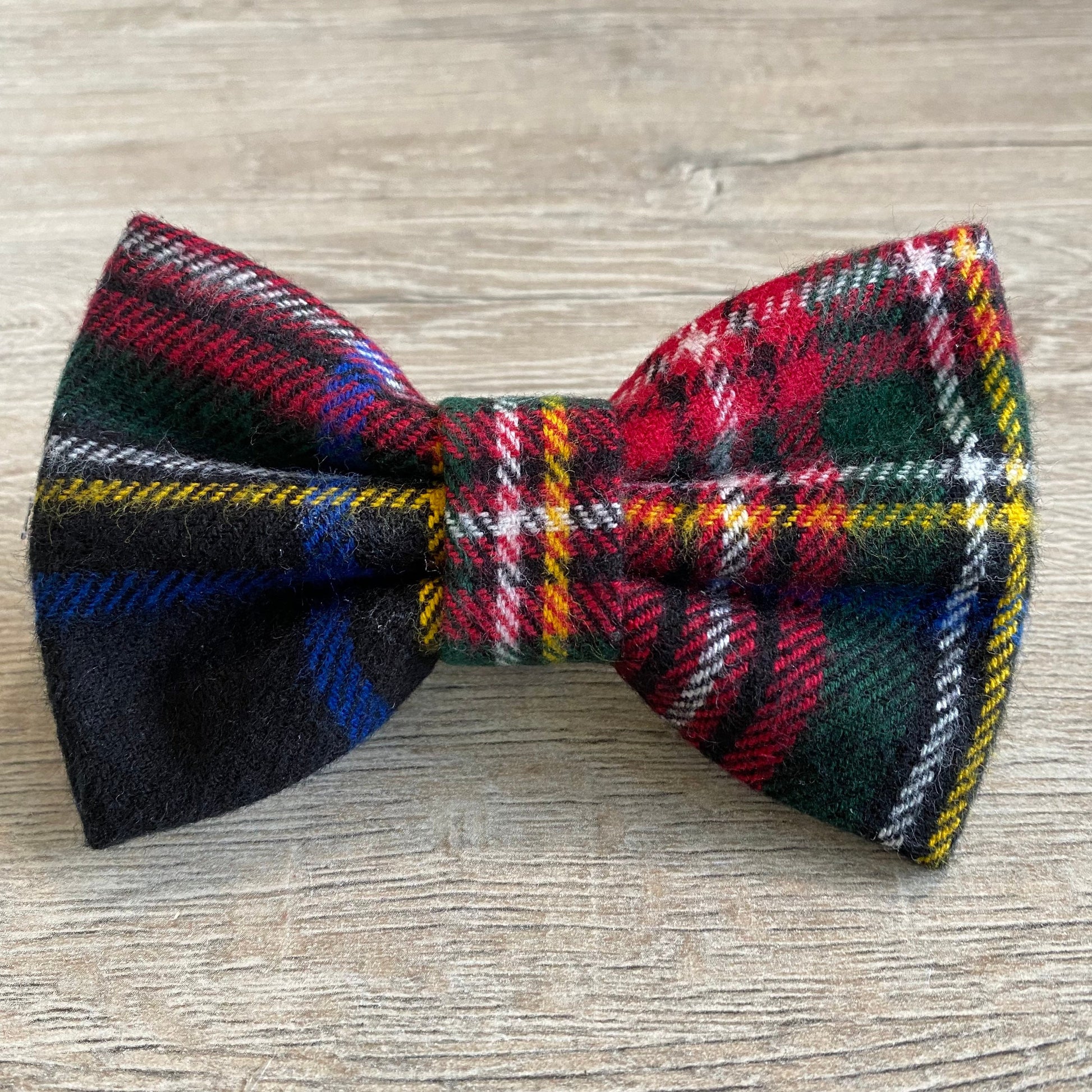 Christmas Plaid Flannel Dog Bowtie, Holiday Pet Collar Accessory