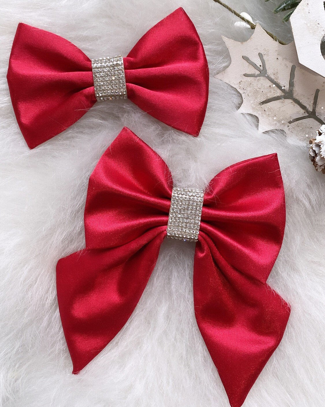 Red Satin Dog Bowtie, pet accessories, dog accessories, dog collar, pet bow tie, fancy bow, Christmas bow tie, valentines bow tie