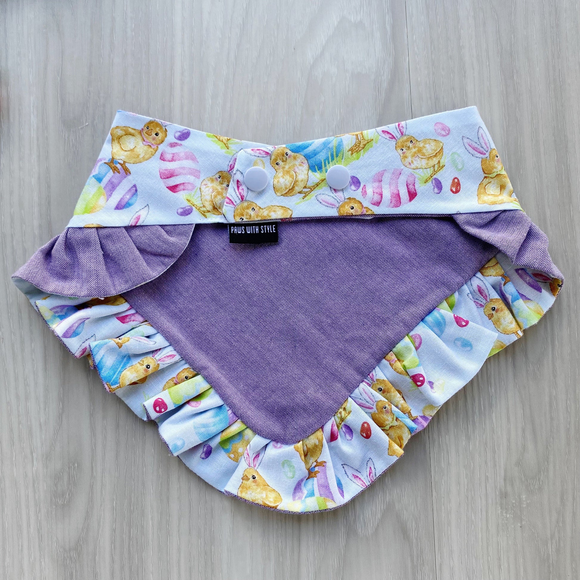 Easter Dog Bandana with Ruffles, Snap-on, Matching Bow