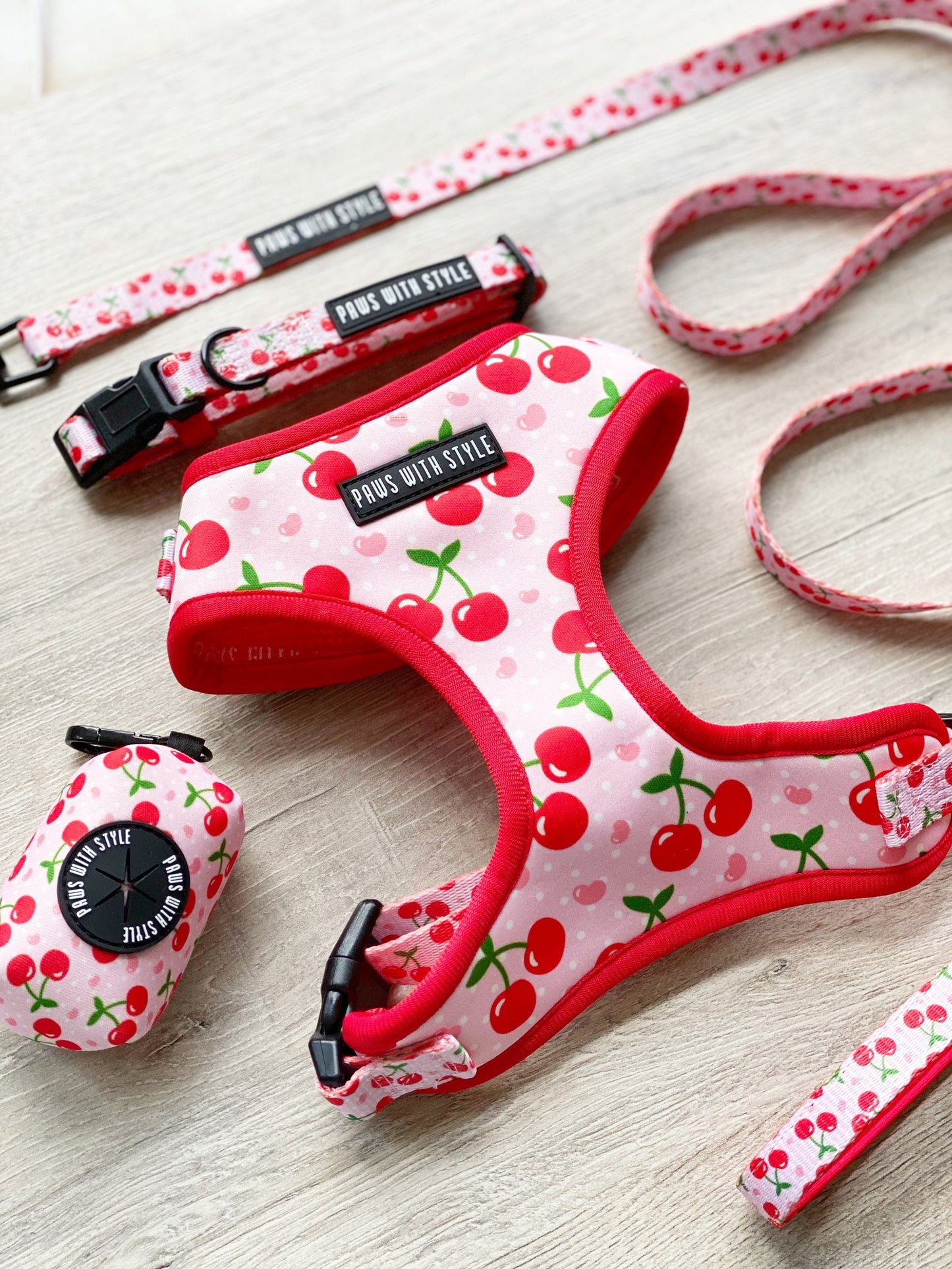 BUNDLE Set Cherry Dog Adjustable Harness
