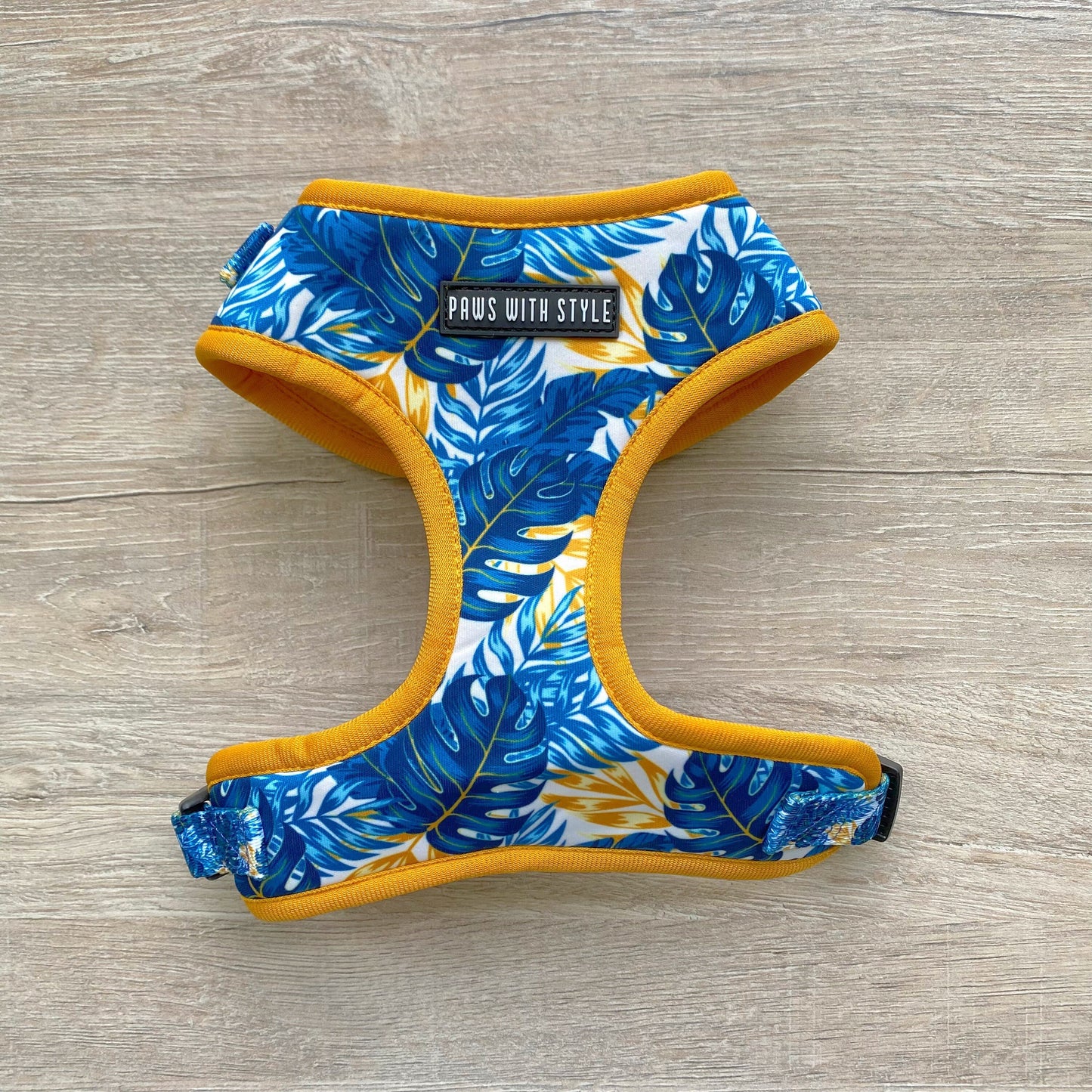 BUNDLE Set Blue Tropical Dog Adjustable Harness