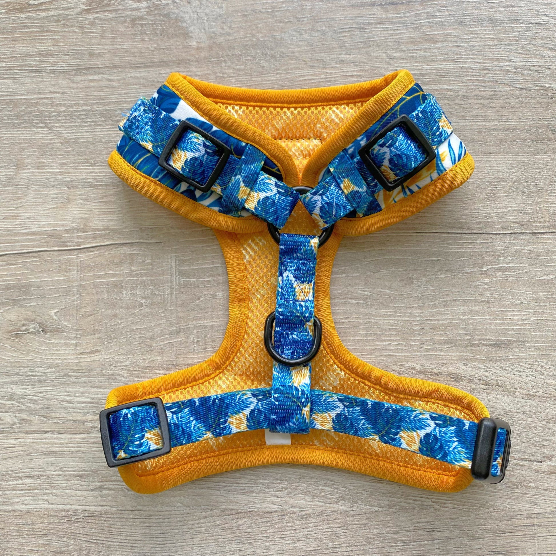 BUNDLE Set Blue Tropical Dog Adjustable Harness