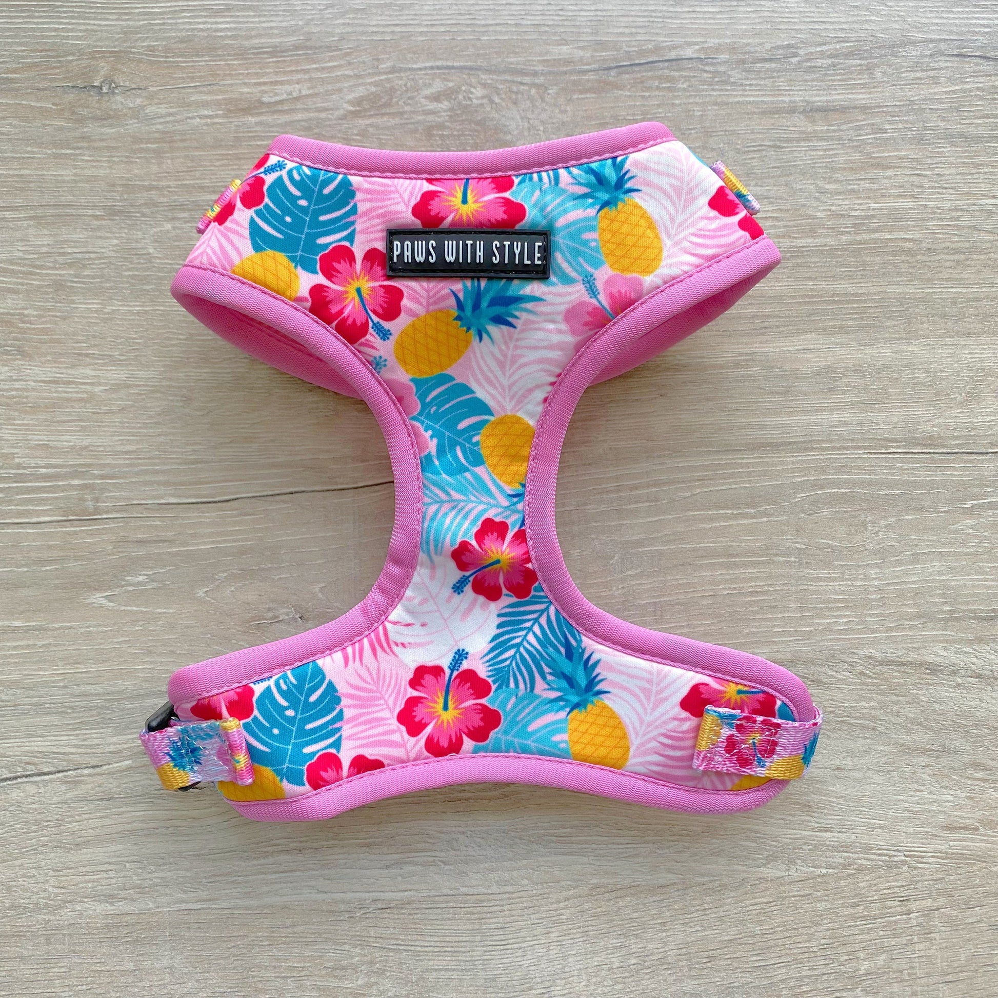 BUNDLE Set Pink Pineapple Dog Adjustable Harness