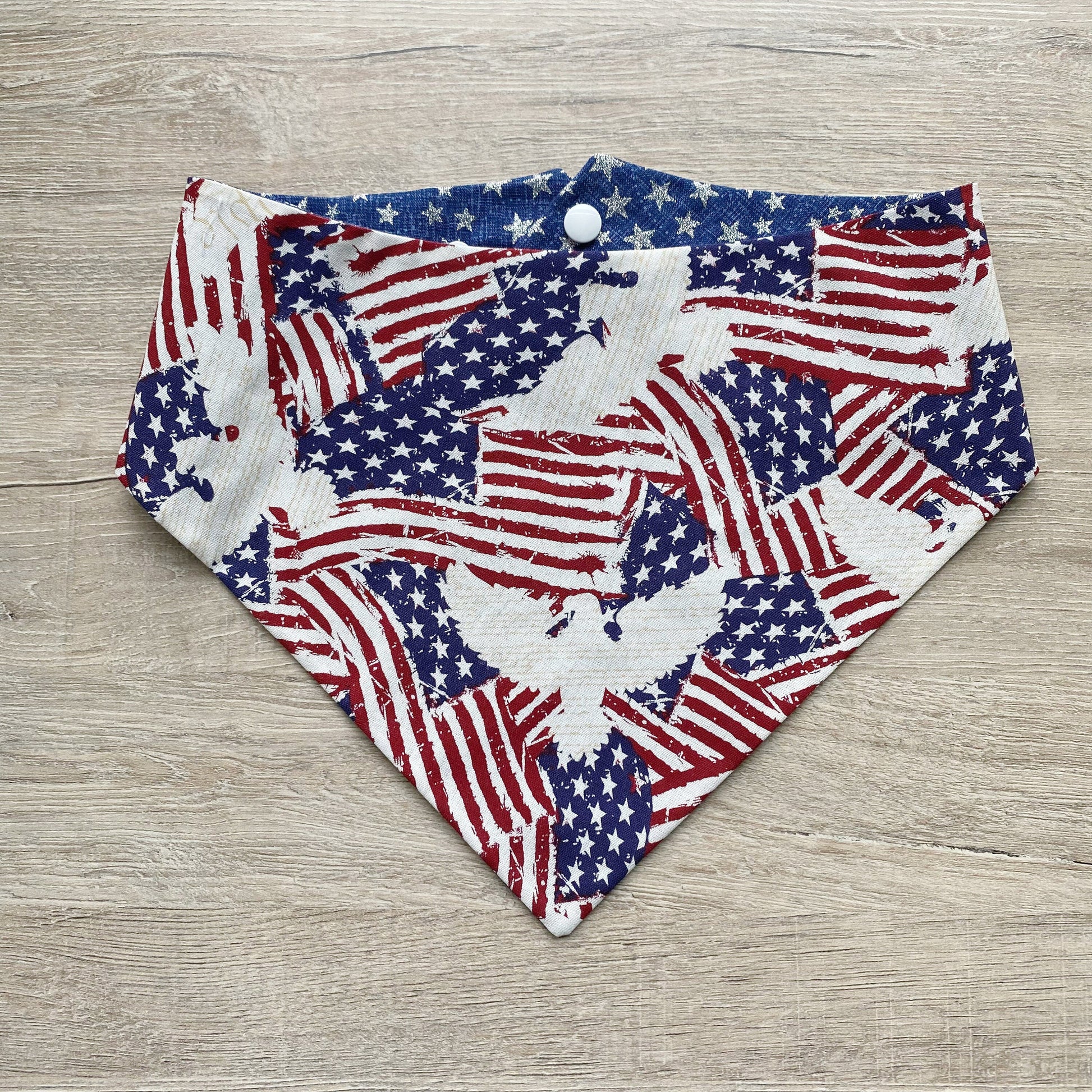 Independence Flag Dog Bandana, Snap Pet Scarf, Pompom Option