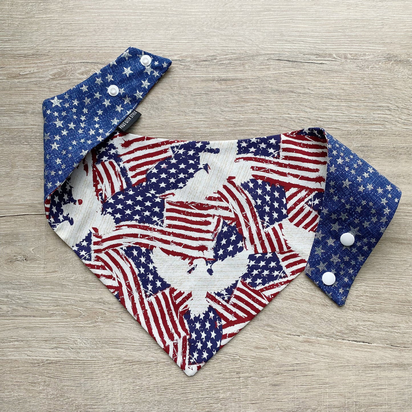 Independence Flag Dog Bandana, Snap Pet Scarf, Pompom Option