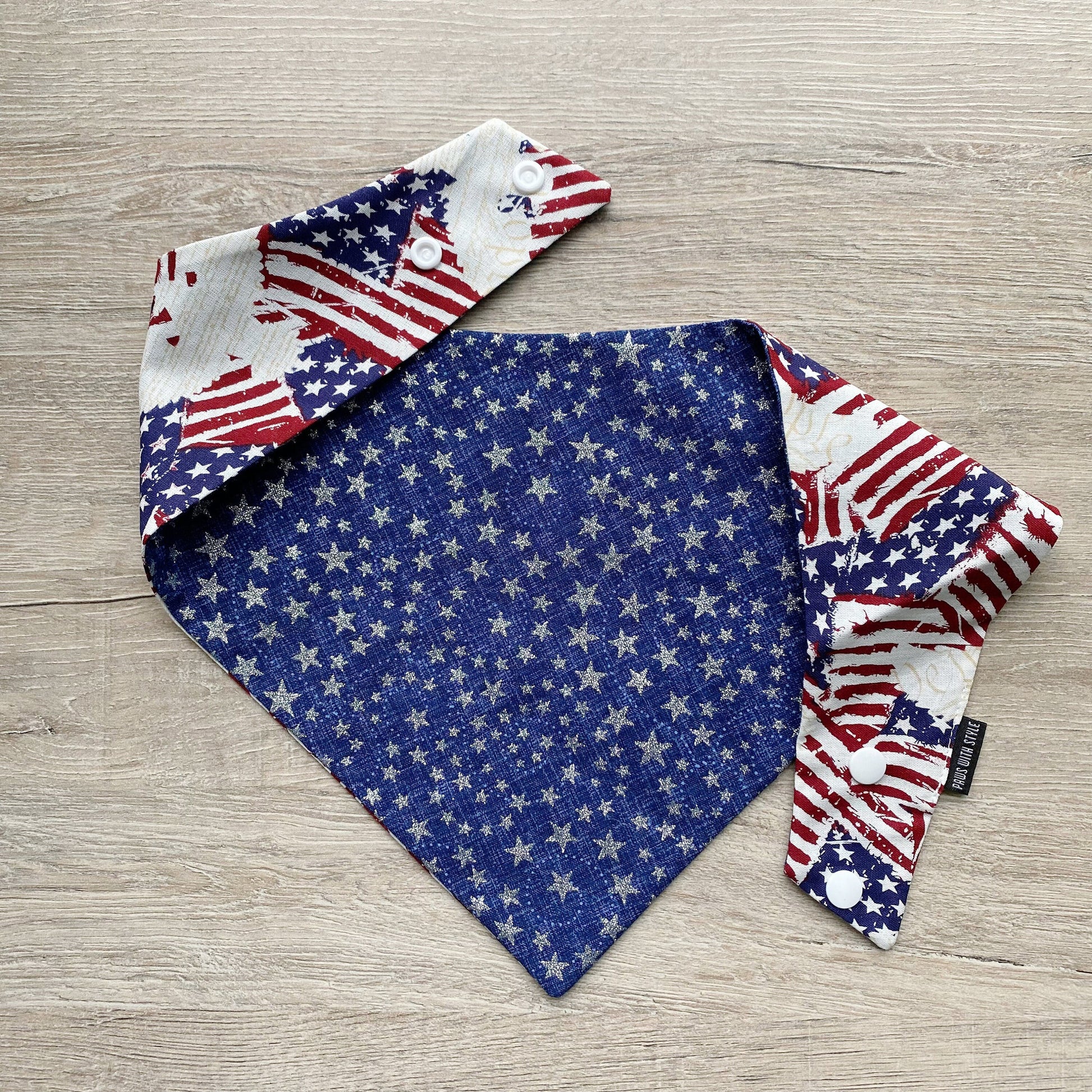 Independence Flag Dog Bandana, Snap Pet Scarf, Pompom Option