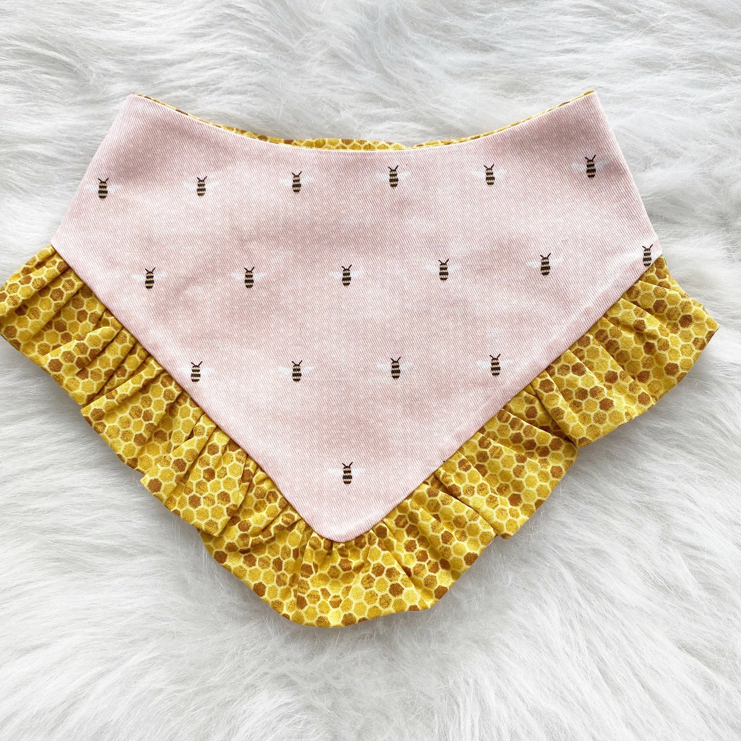 Ruffle Dog Bandana and Bow Set, Honeycomb Bee, Snap-On