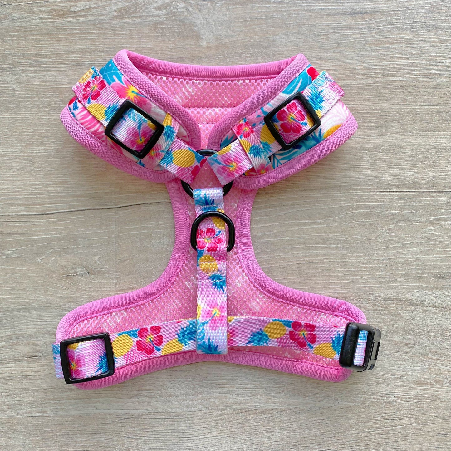 BUNDLE Set Pink Pineapple Dog Adjustable Harness