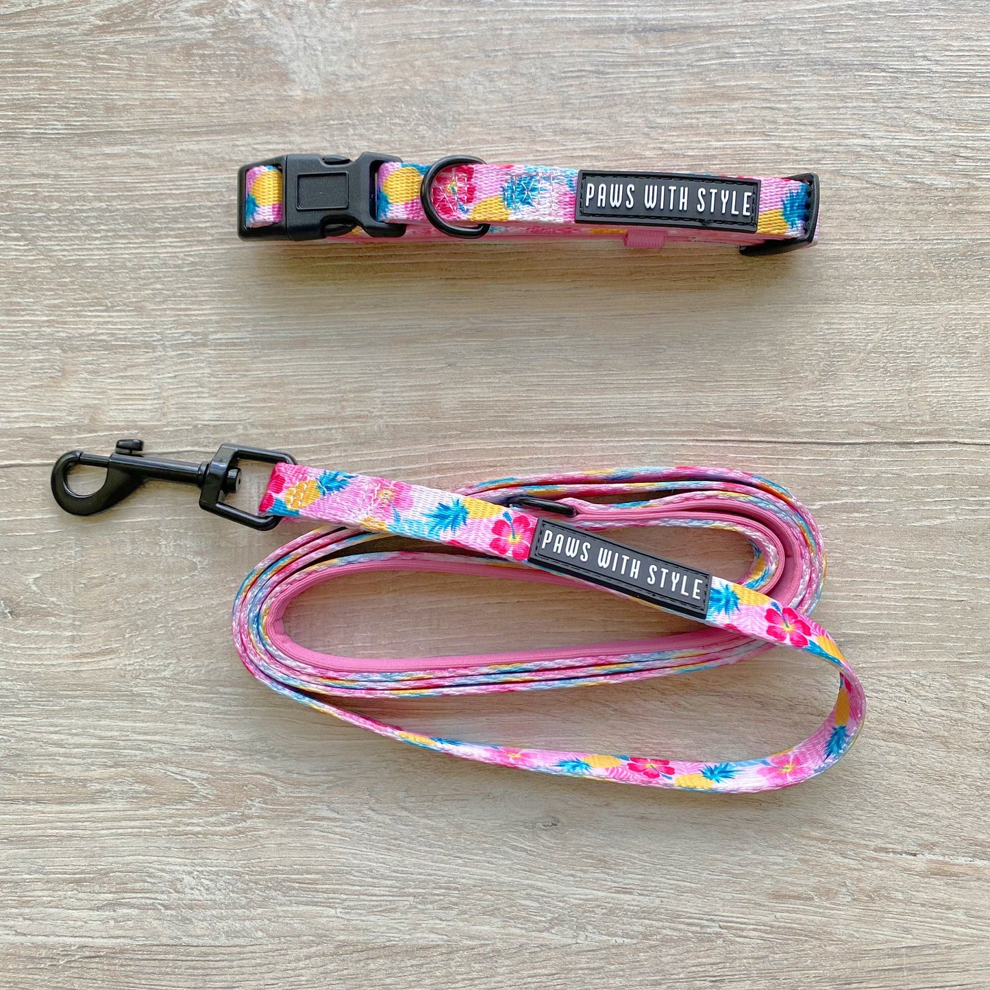 BUNDLE Set Pink Pineapple Dog Adjustable Harness
