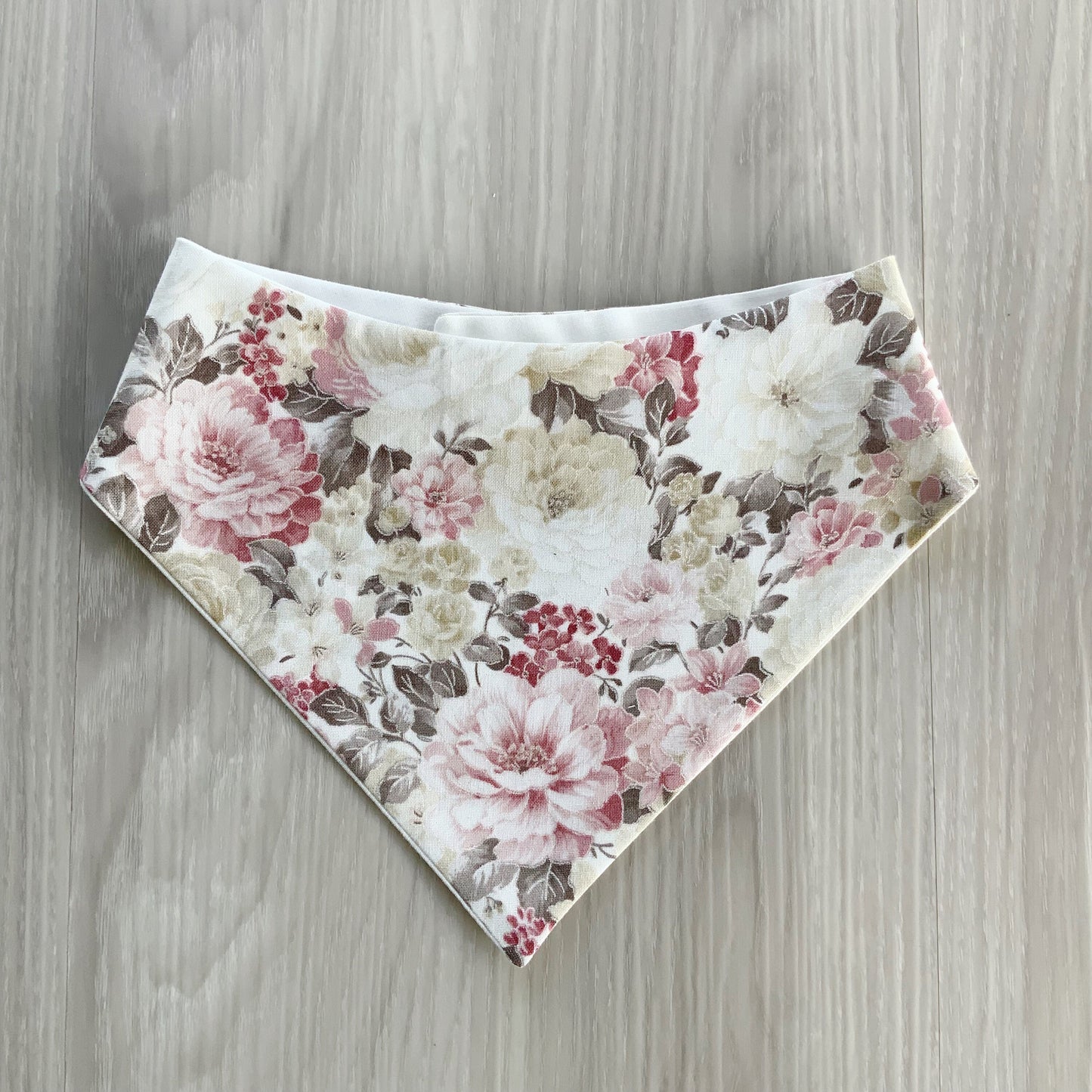 Floral Dog Bandana, Pink Dahlia, Reversible Snap-On Scarf, Matching Hair Bow