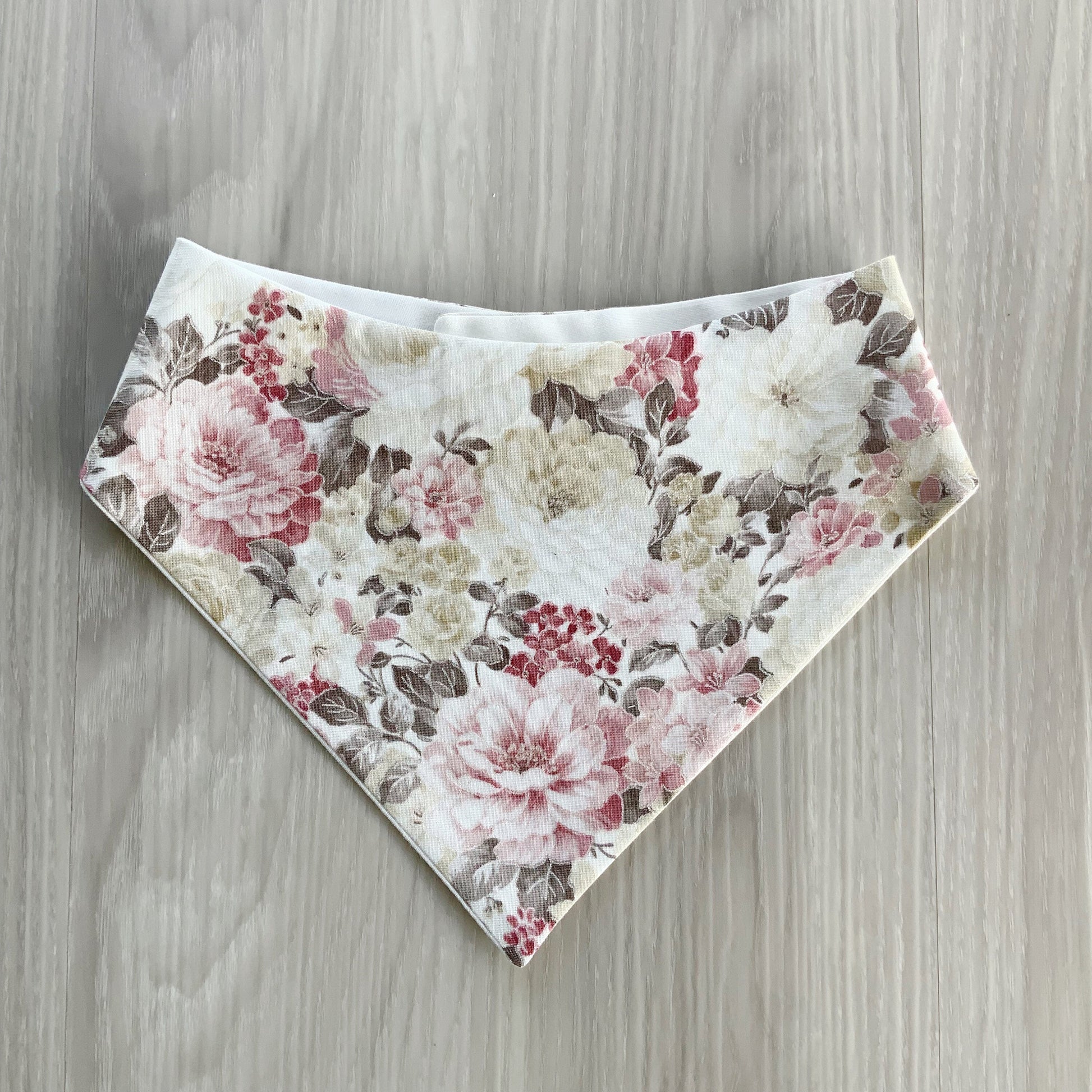 Floral Dog Bandana, Pink Dahlia, Reversible Snap-On Scarf, Matching Hair Bow