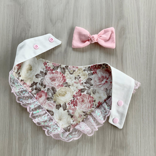 Spring Floral Dog Bandana with lace