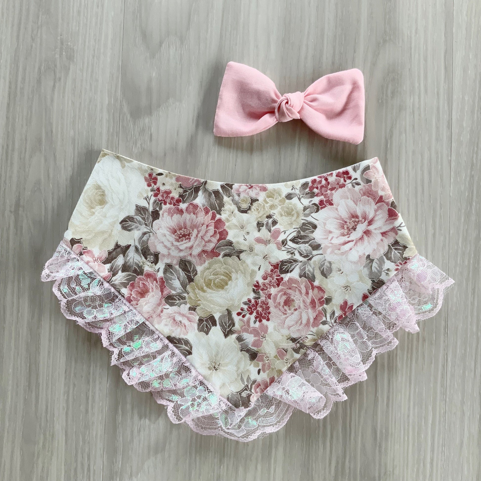 Spring Floral Dog Bandana with lace