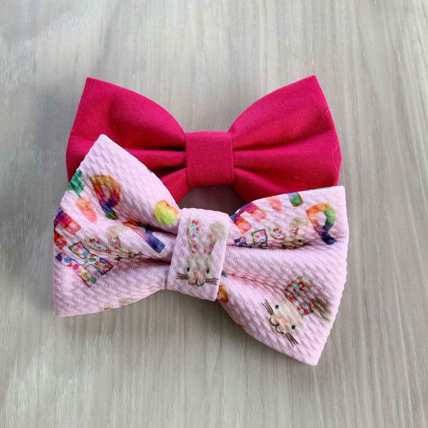 Easter Dog Bow Tie, Bunny or Solid Pink, Pet Collar Accessory