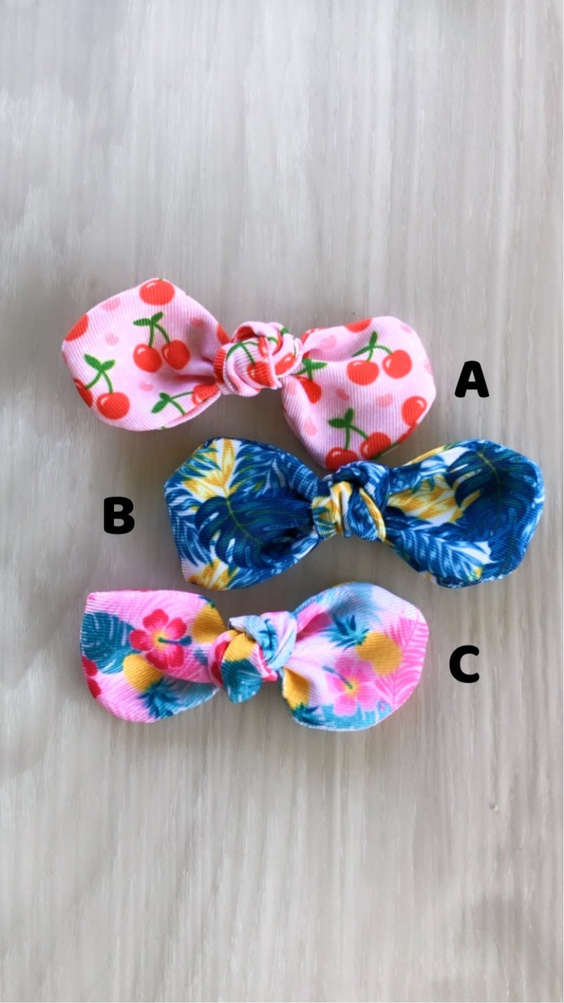 Spring Dog hair bow, Cherry dog bow, Blue Palm, Pink hair clip for dogs, alligator clip, french barrette clip, doggy bows, cute dog bows