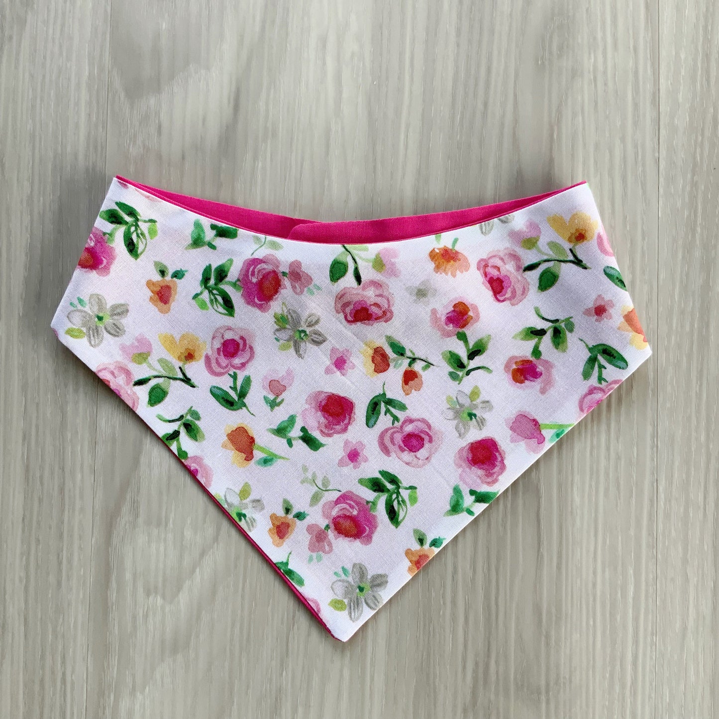 New Spring Dog bandana, Pink Roses Dog scarf, pet accessories, Snap on Bandana, Matching hair-bow, Bow and Bandana, Spring bandana