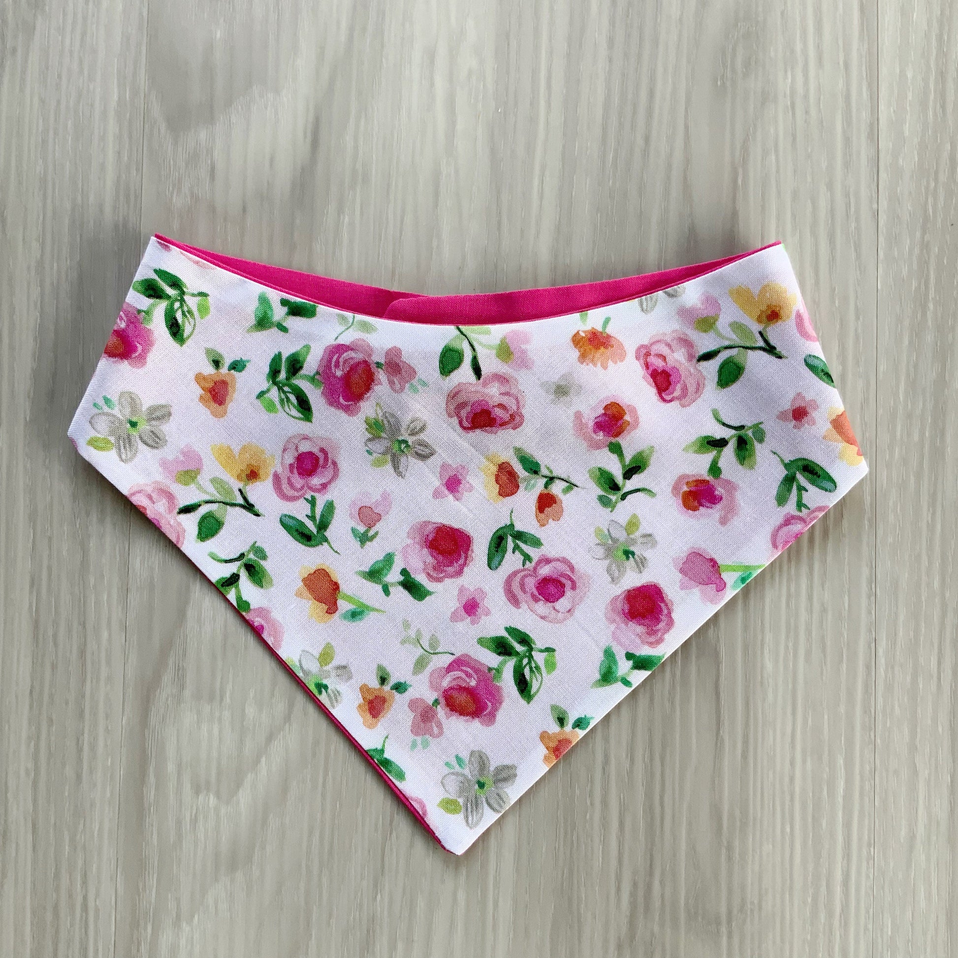 New Spring Dog bandana, Pink Roses Dog scarf, pet accessories, Snap on Bandana, Matching hair-bow, Bow and Bandana, Spring bandana