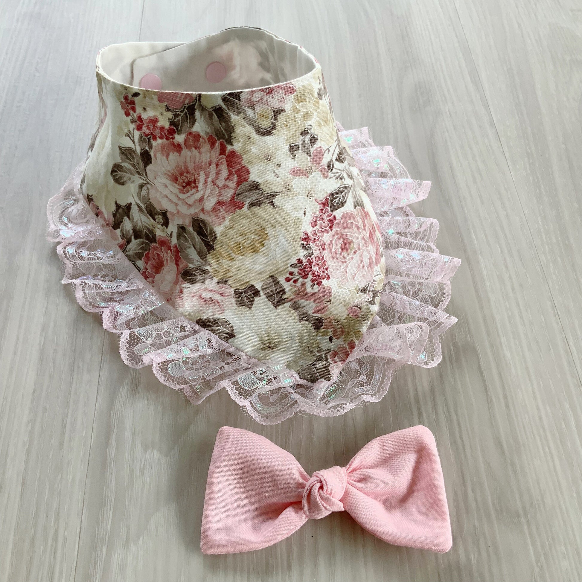Spring Floral Dog Bandana with lace