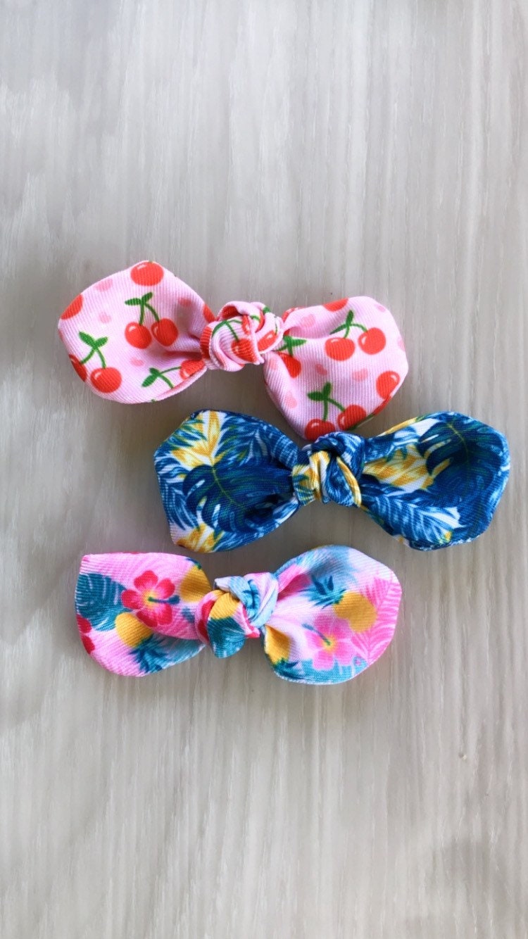 Spring Dog hair bow, Cherry dog bow, Blue Palm, Pink hair clip for dogs, alligator clip, french barrette clip, doggy bows, cute dog bows
