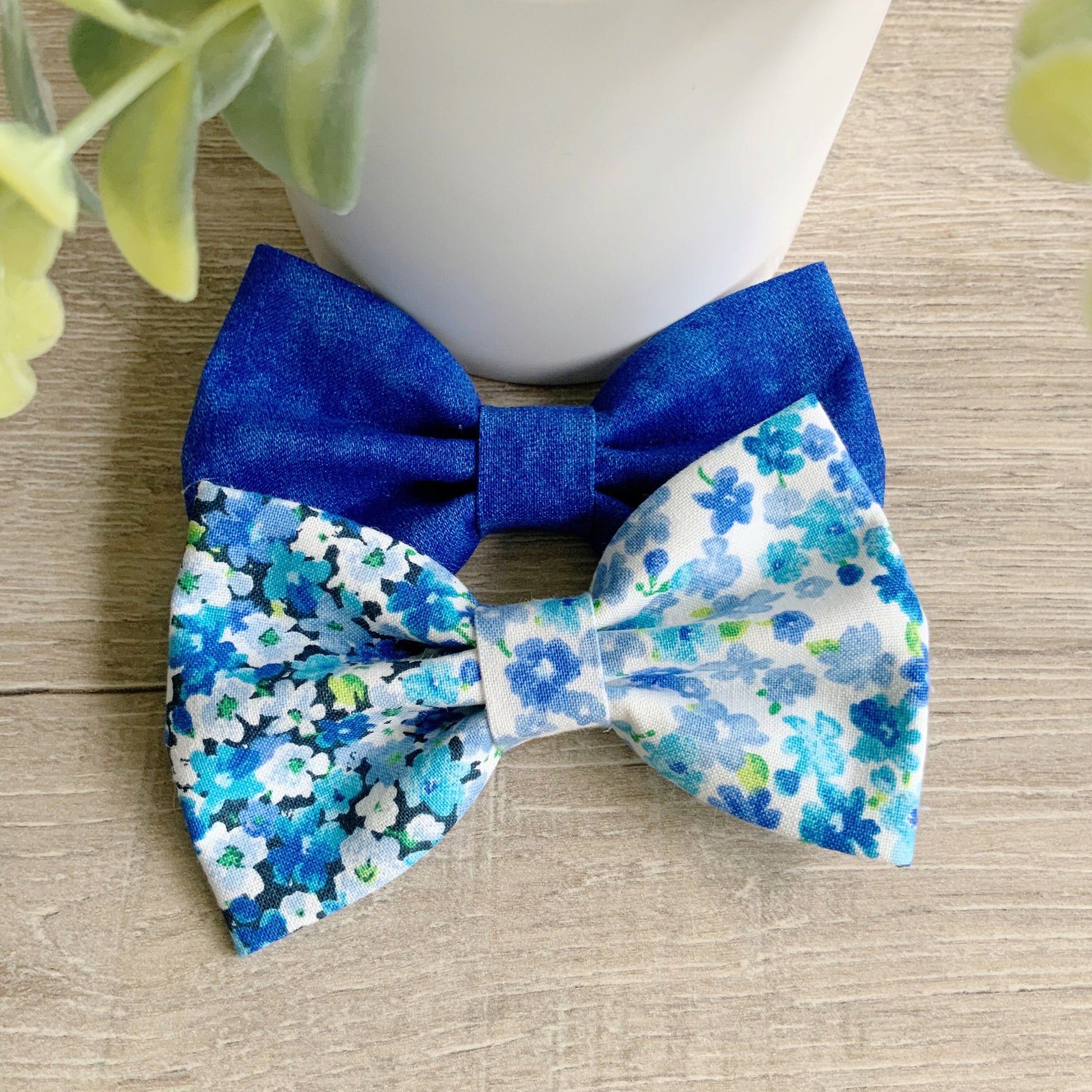 Blue Floral Dog Bowtie
