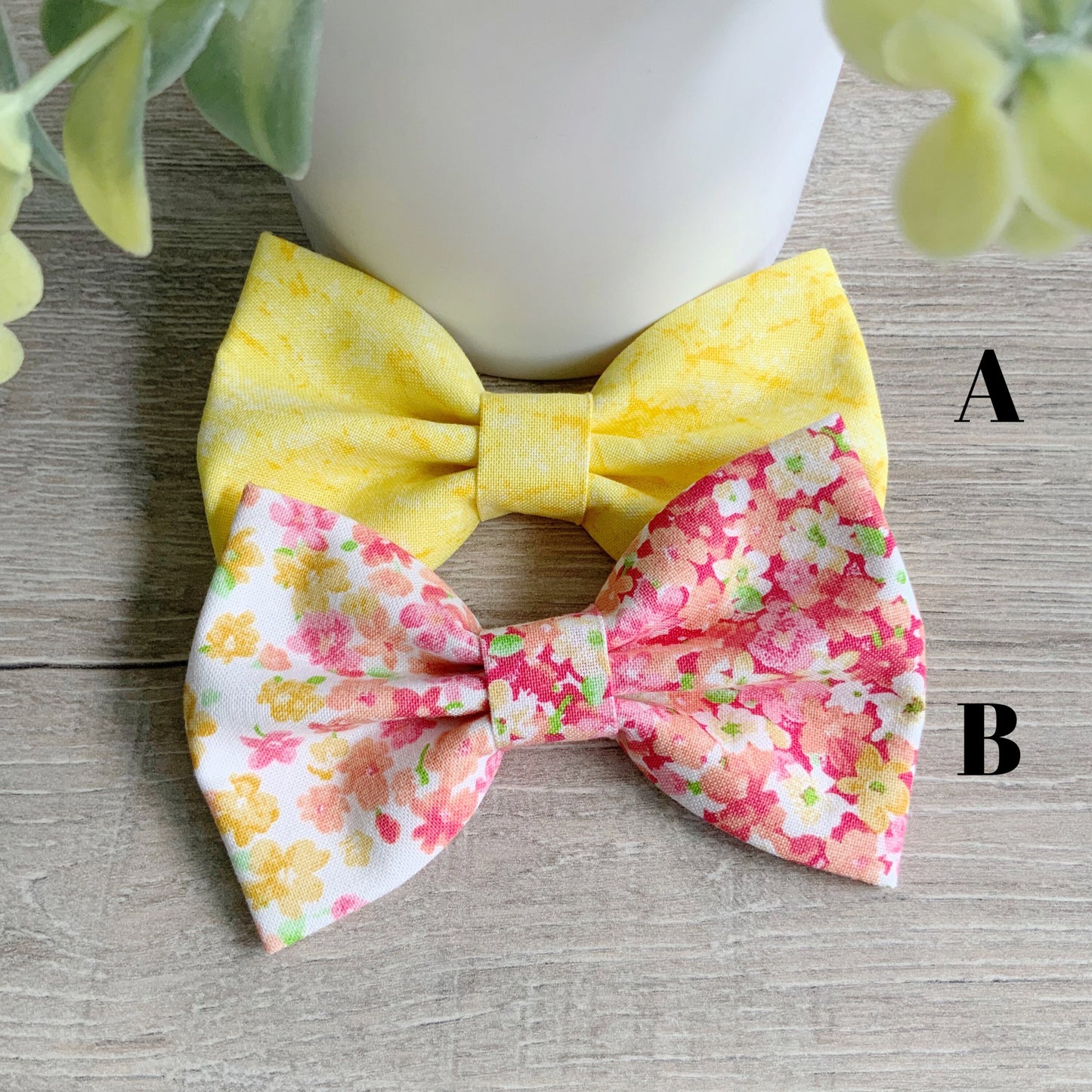 Summer dog bow tie, pink & yellow dog accessories, bowtie for dog collar, Sailor Bows for dog, Dog lover gift, Pet dog collar, Dapper bowtie