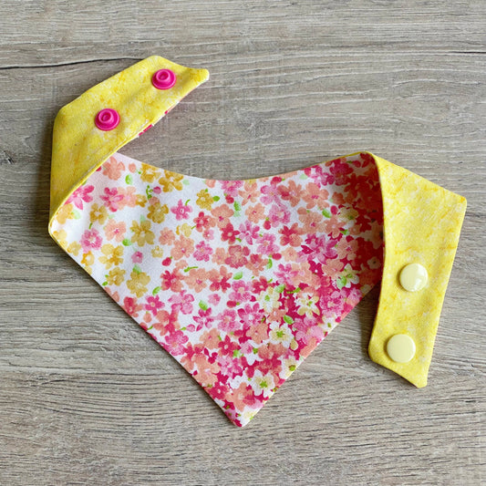 Floral Spring Dog Bandana, Reversible Snap-On, Pet Bow Option