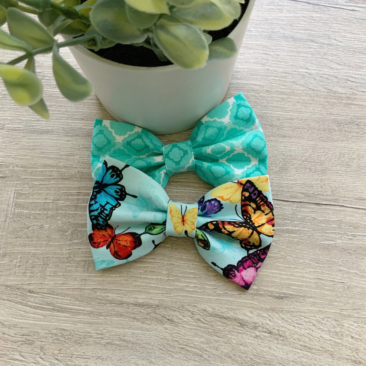 Butterfly Dog Bow Tie, Spring Pet Collar Accessory, Handmade
