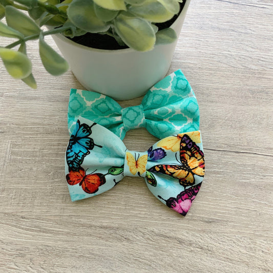 Butterfly Dog Bow Tie, Spring Pet Collar Accessory, Handmade