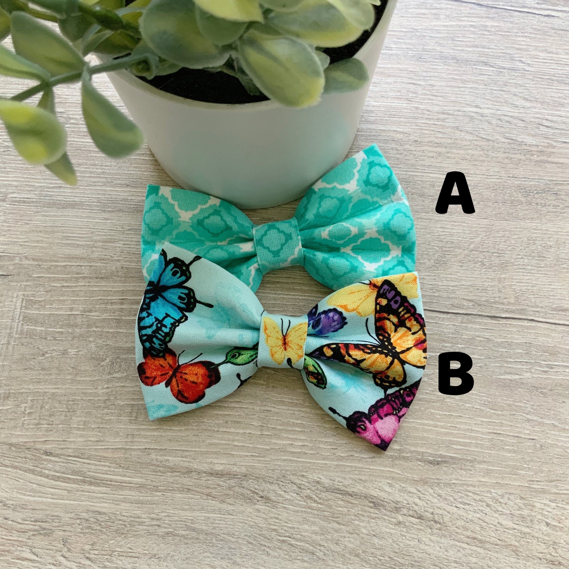 Butterfly Dog Bow Tie, Spring Pet Collar Accessory, Handmade