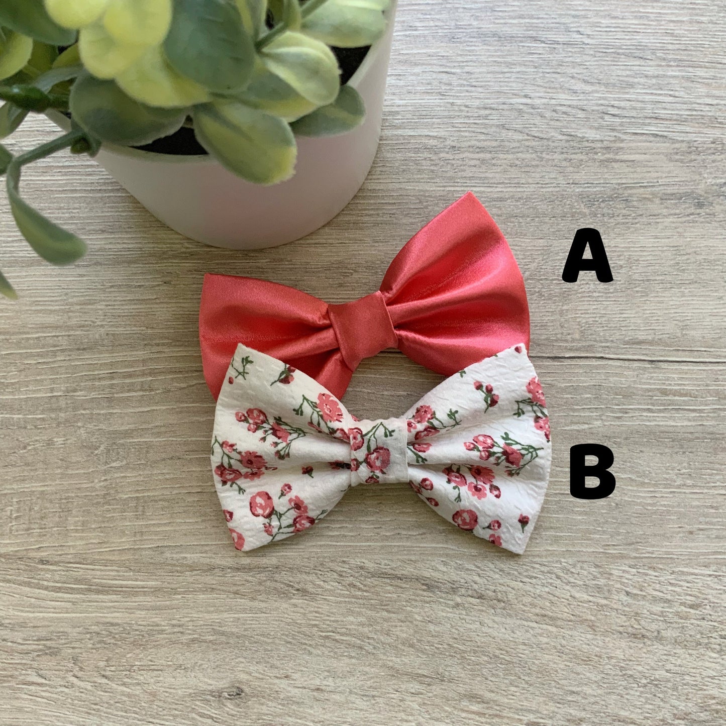 Peach Satin Dog Bow Tie, Floral Sailor Bow