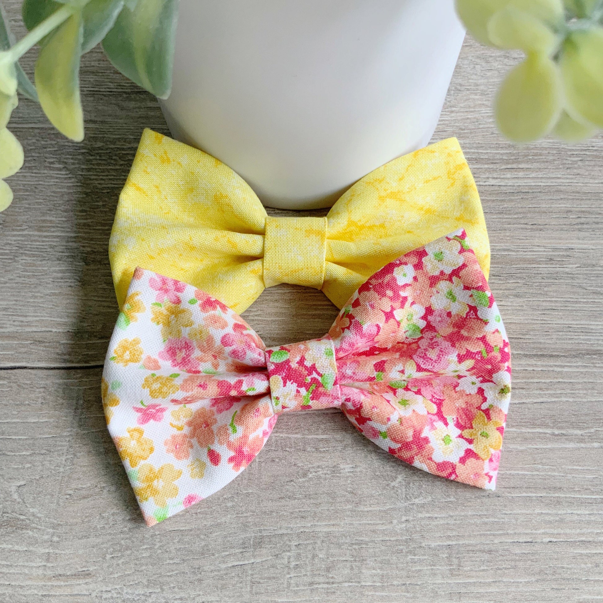 Summer dog bow tie, pink & yellow dog accessories, bowtie for dog collar, Sailor Bows for dog, Dog lover gift, Pet dog collar, Dapper bowtie