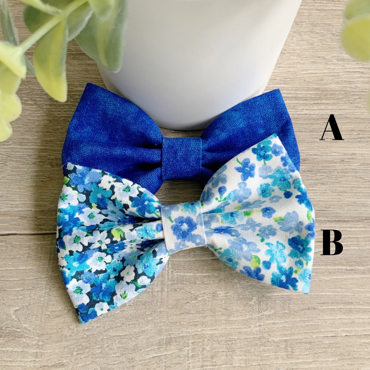 Blue Floral Dog Bowtie